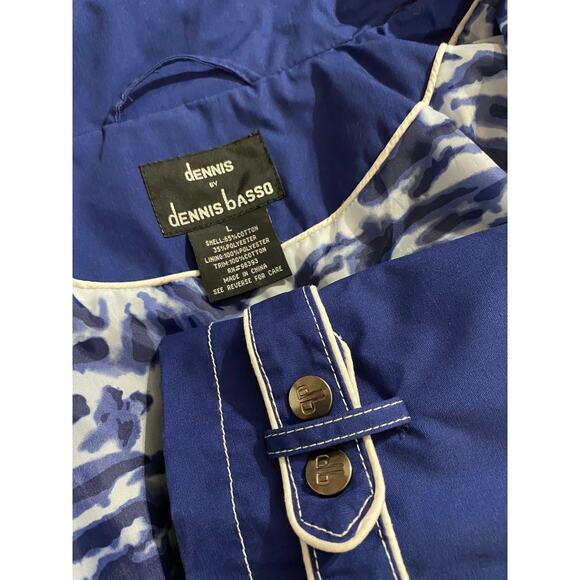 DENNIS BASSO Blue White Windbreaker Jacket Coat LARGE Nautical Preppy Boating - Picture 6 of 7